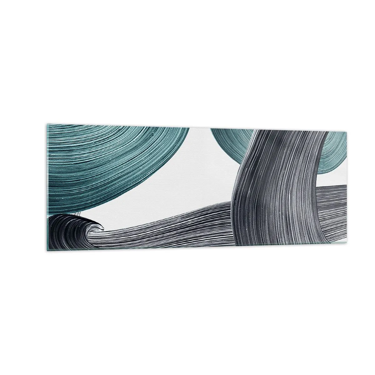 Obraz na skle - Smaragdové a černé vlny - 140x50 cm