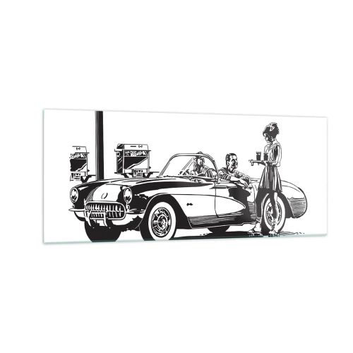 Obraz na skle - 60. - bezstarostná Amerika - 100x40 cm