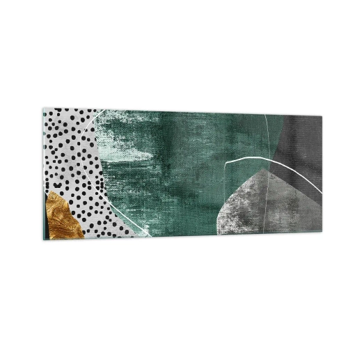 Obraz na skle - Barevná abstrakce se zlatou vločkou - 100x40 cm