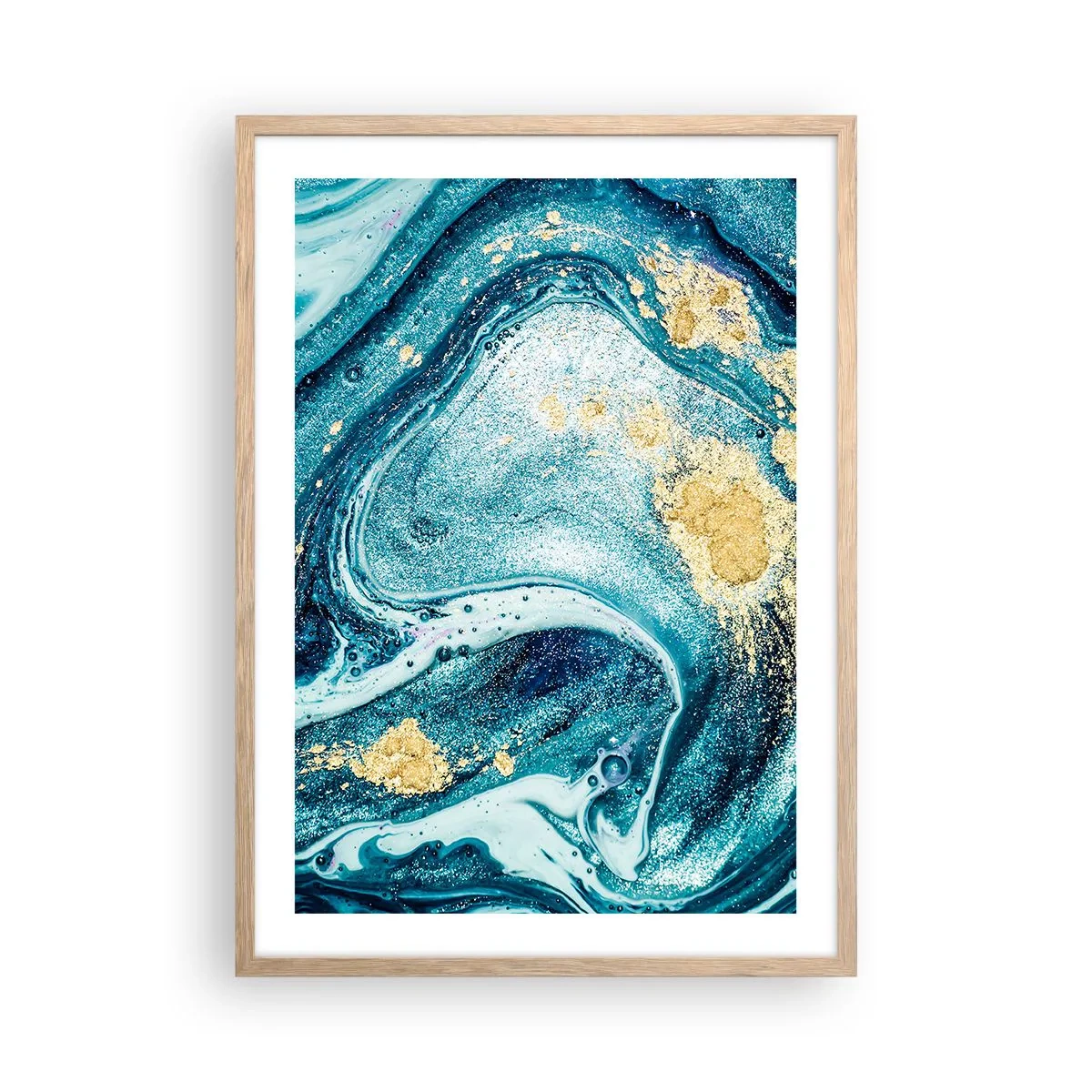 Plakát v rámu světlý dub - Modrý vír - 50x70 cm