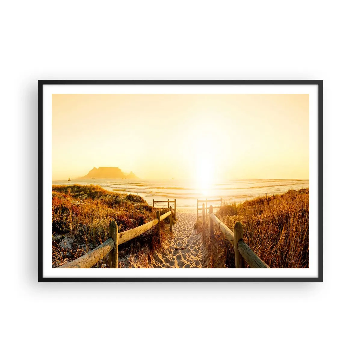 Plakát v černém rámu - Dunami směrem ke slunci - 100x70 cm