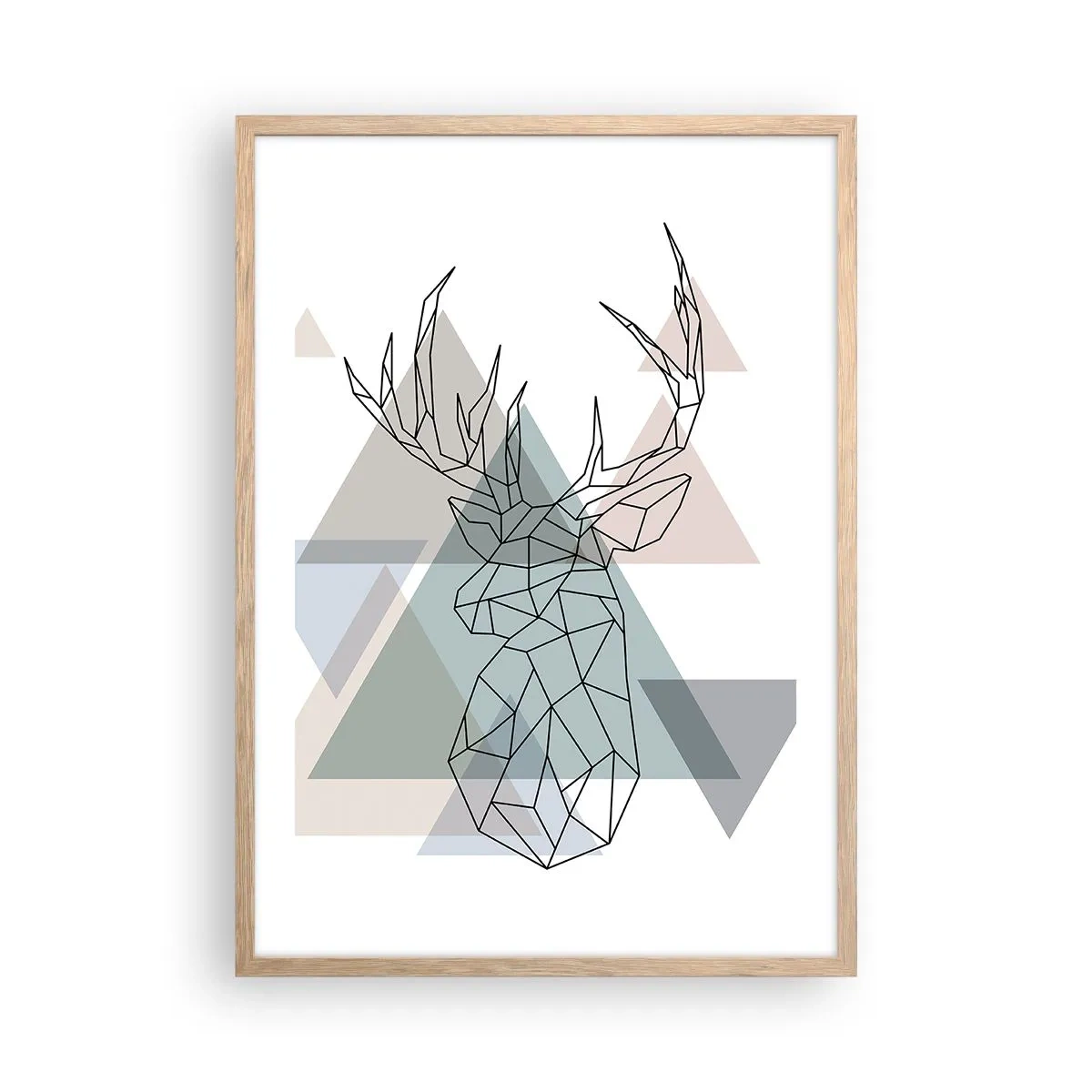 Plakát v rámu světlý dub - V geometrickém lese - 50x70 cm