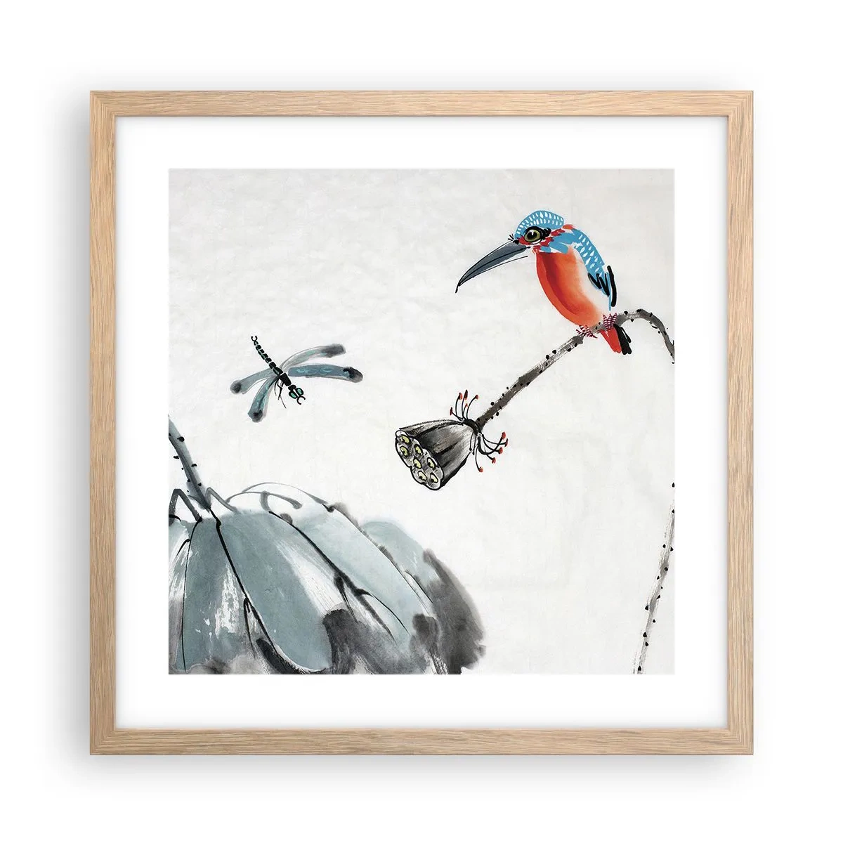 Plakát v rámu světlý dub - Život louky - 40x40 cm