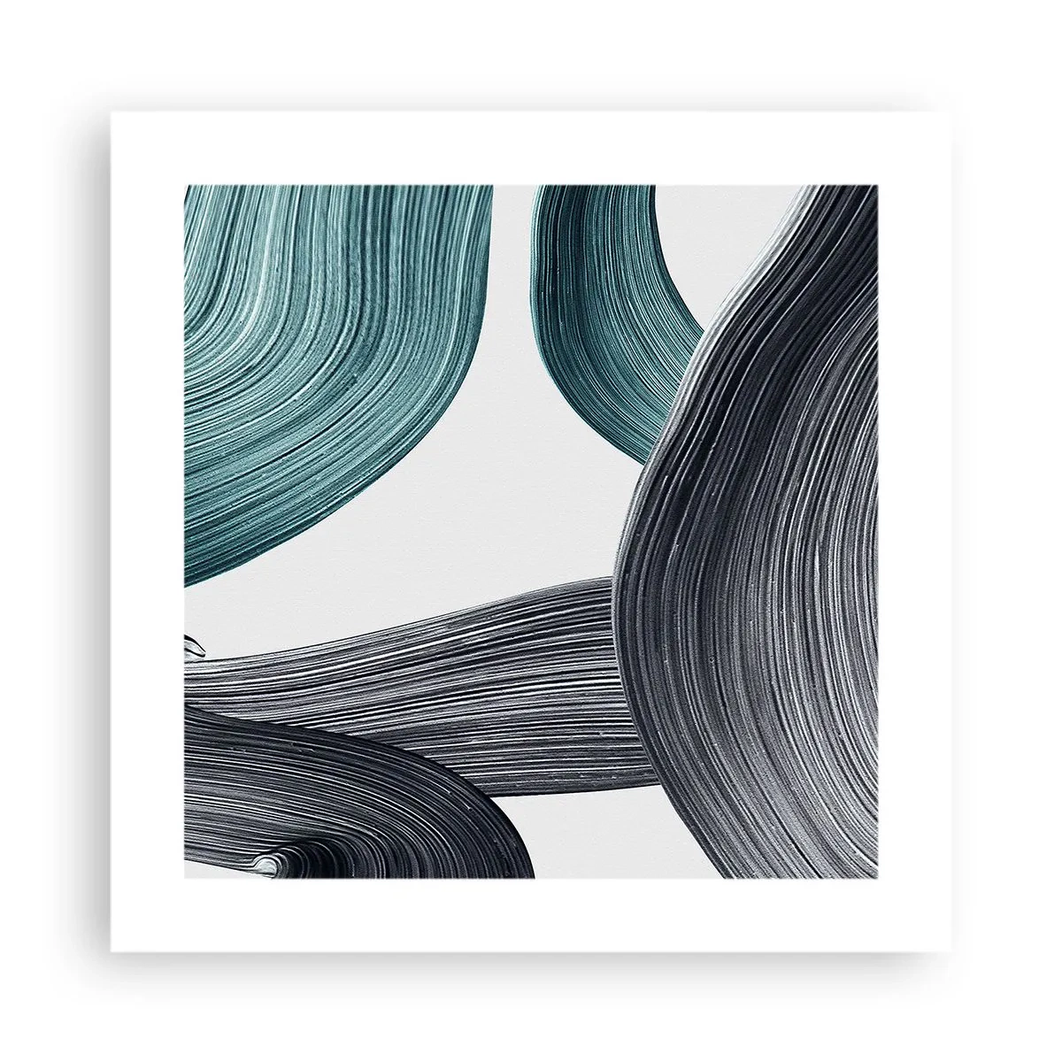 Plakát - Smaragdové a černé vlny - 40x40 cm