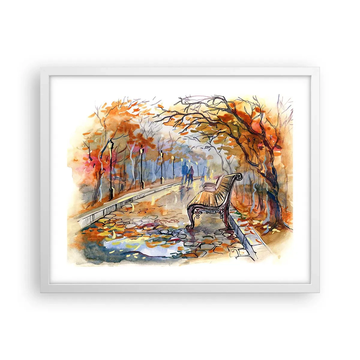 Plakát v bílém rámu - Společně putovat podzimem - 50x40 cm
