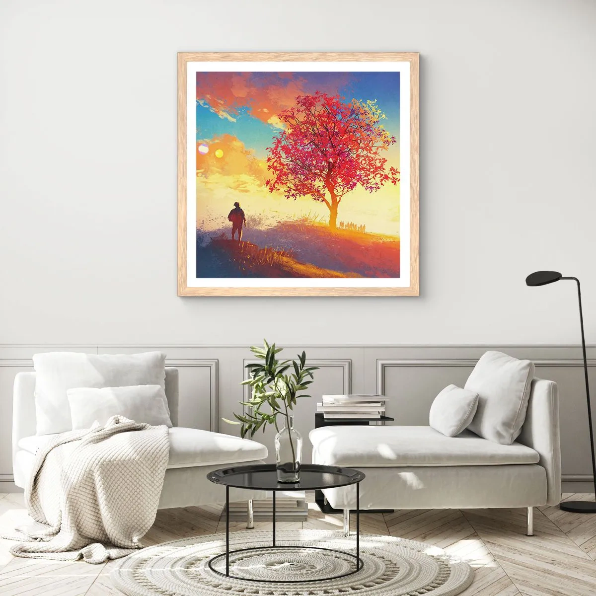 Plakát v rámu světlý dub - Poutník u cíle - 50x50 cm