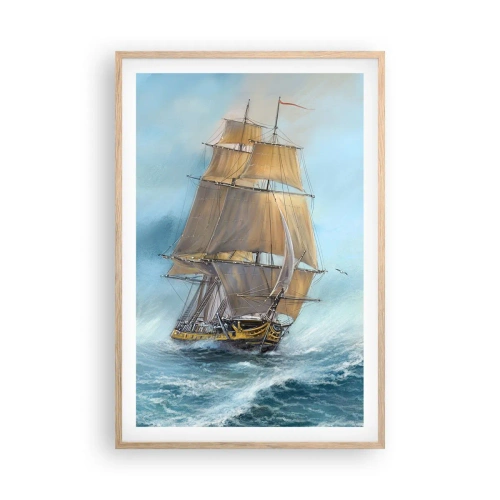 Plakát v rámu světlý dub - Běžící po vlnách - 61x91 cm