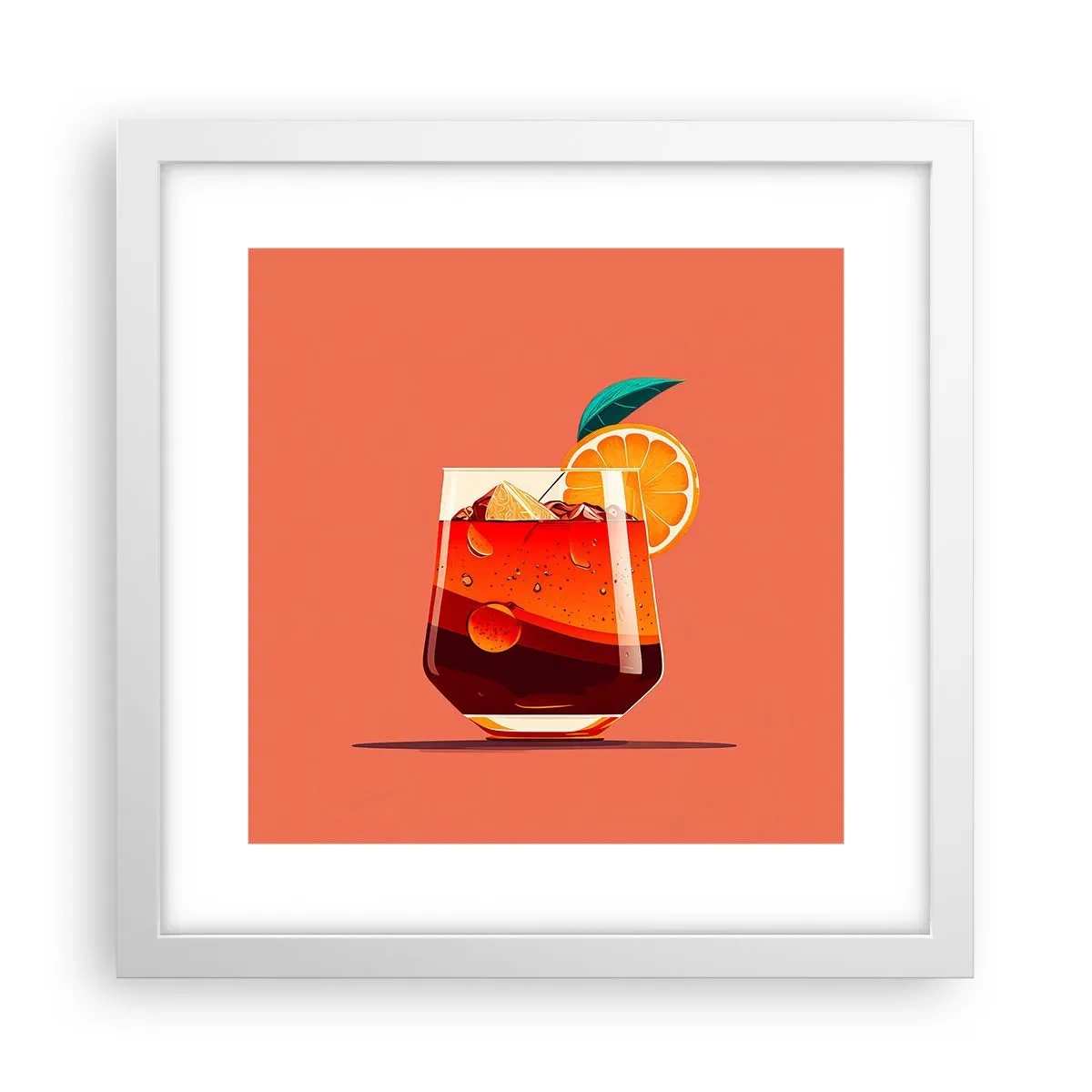 Plakát v bílém rámu - Letní osvěžení - 30x30 cm