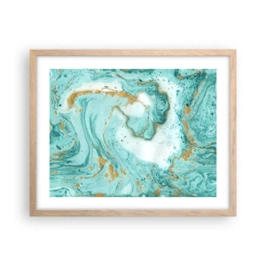 Plakát v rámu světlý dub - Pod velkou vlnou z epochy Edo - 50x40 cm