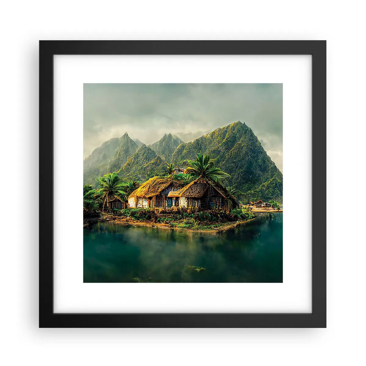 Plakát v černém rámu - Tropický ráj - 30x30 cm