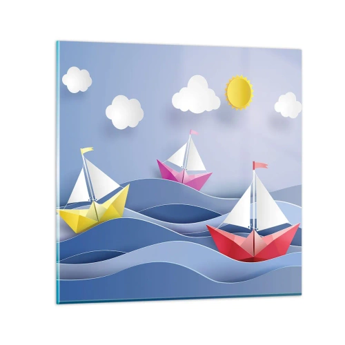 Obraz na skle - Ach, jak je příjemné houpat se na vlnách - 60x60 cm