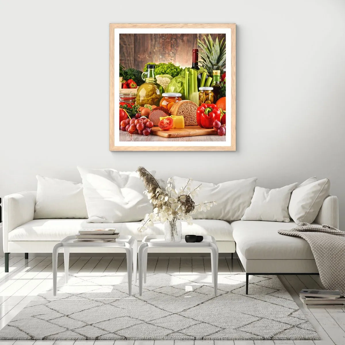 Plakát v rámu světlý dub - Uzené, pečené, marinované - 60x60 cm