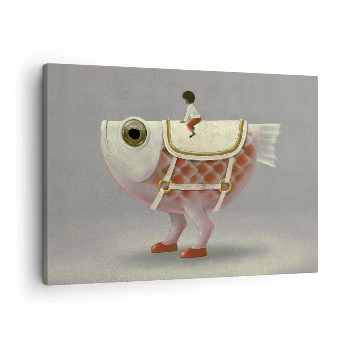 Obraz na plátně - Luxusní jezdec na rybách s nohama a sedlem - 70x50cm - Rybí jezdec - Moderní nástěnná dekorace do obývacího pokoje a ložnice ARTTOR