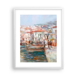 Plakát v bílém rámu - Pastelová dovolená - 40x50 cm