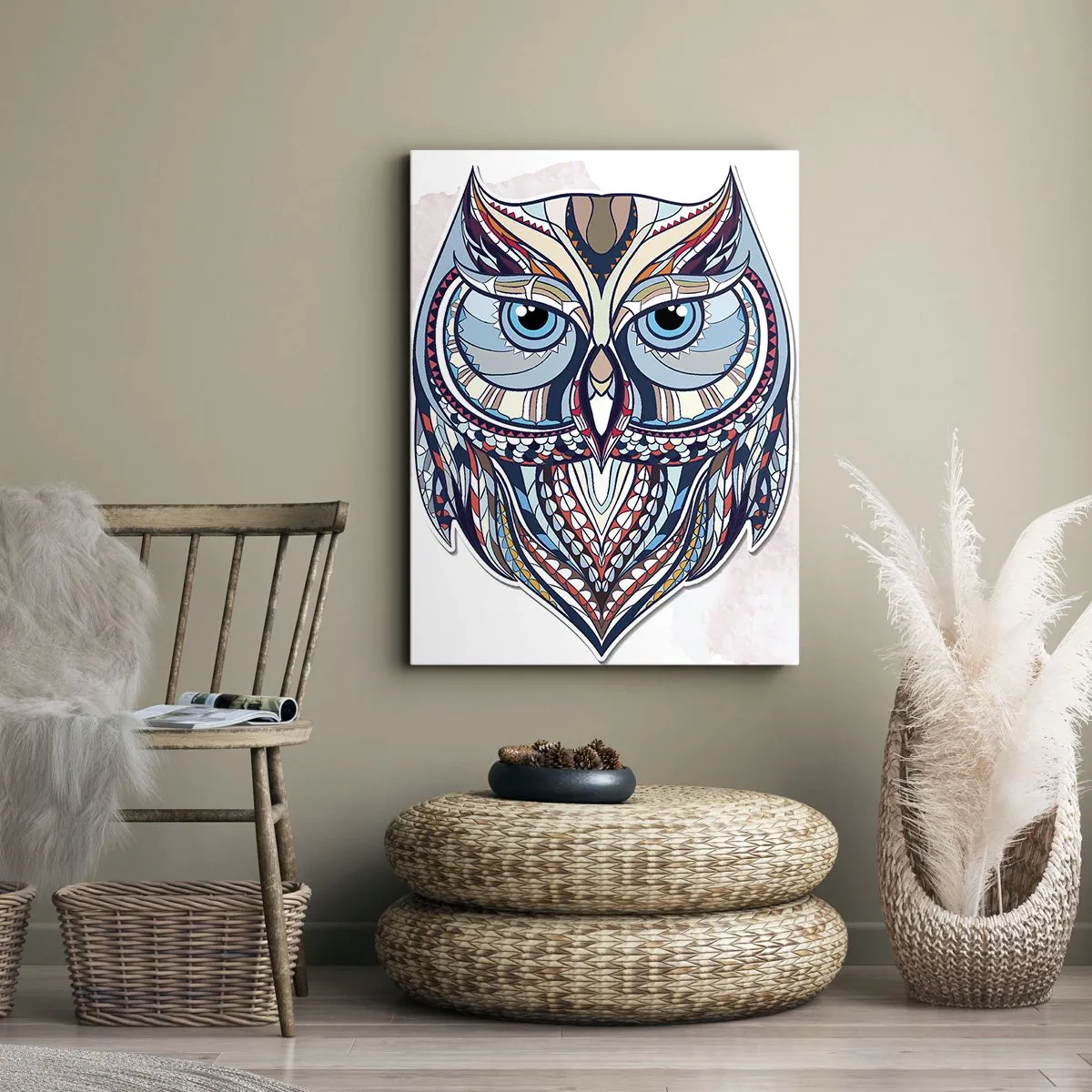 Obraz na plátně - Umělecká ozdobná sova - 50x70 cm