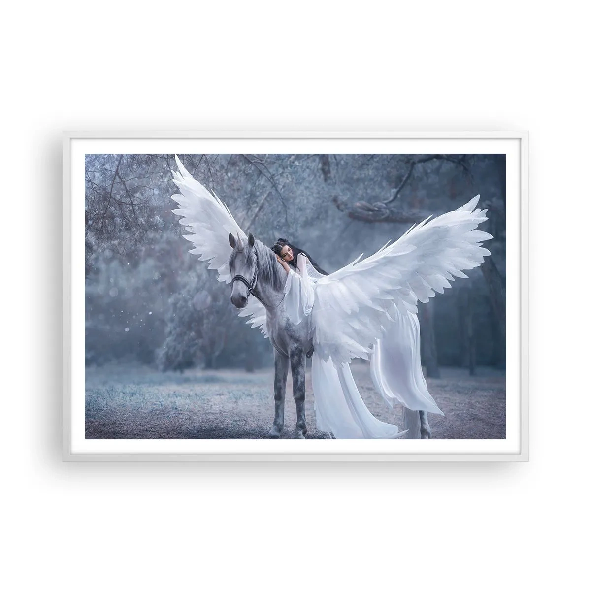 Plakát v bílém rámu - Nadšený okamžik - 100x70 cm