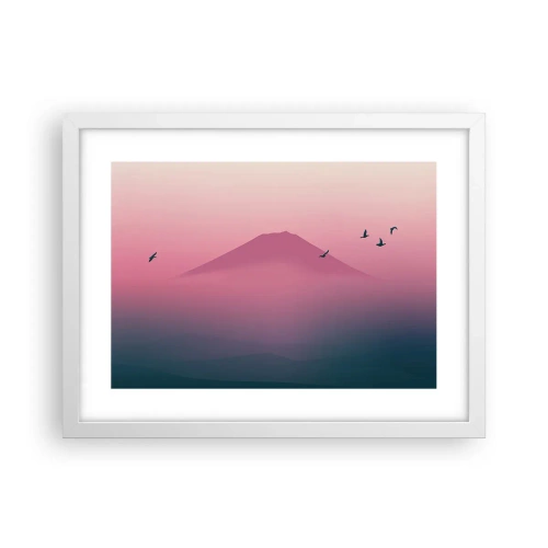 Plakát v bílém rámu - Poutníci nad oblaky - 40x30 cm
