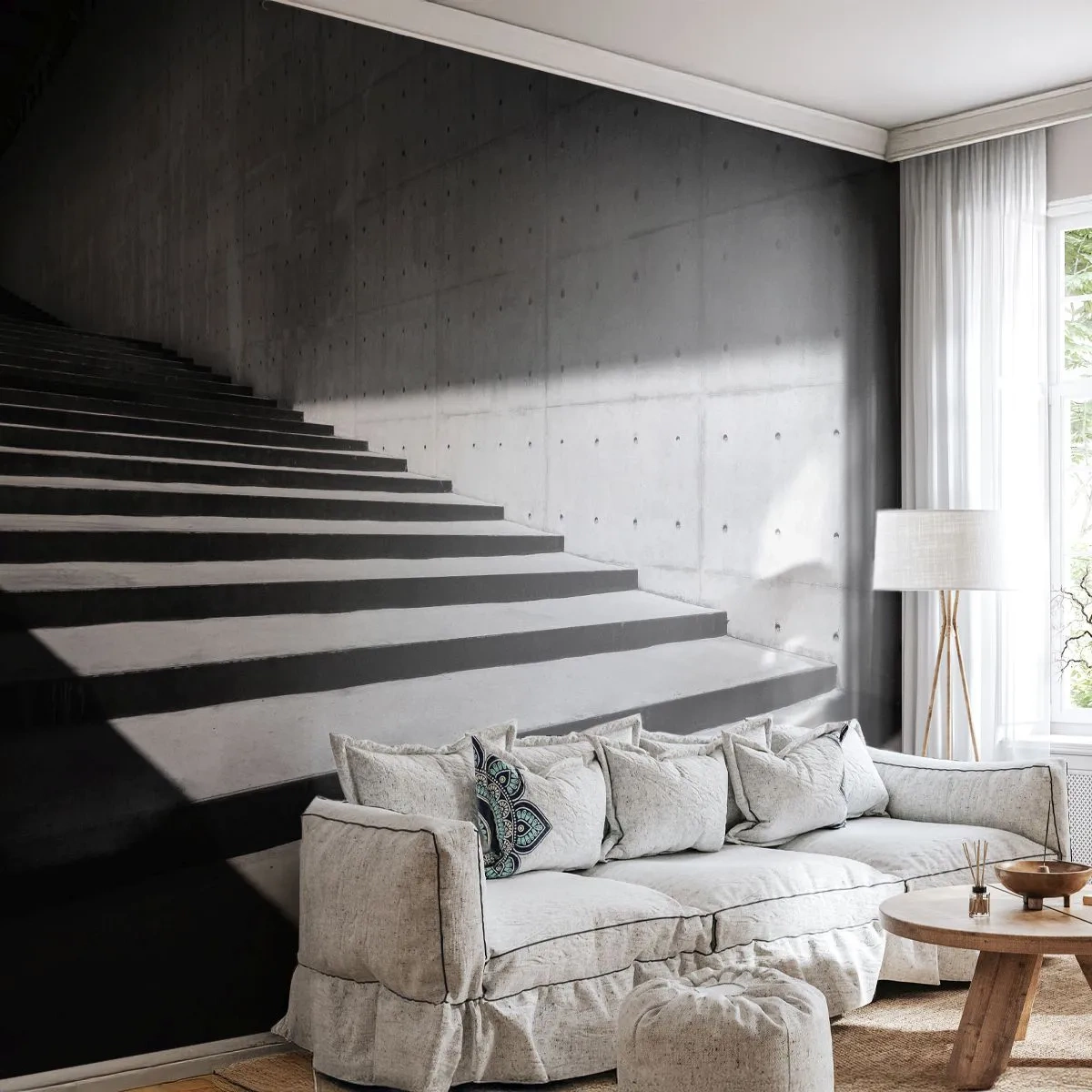 Fototapeta Premium Sand - Syrová krása modernismu - Průmyslový, Architektura, Schody - 200x140 cm