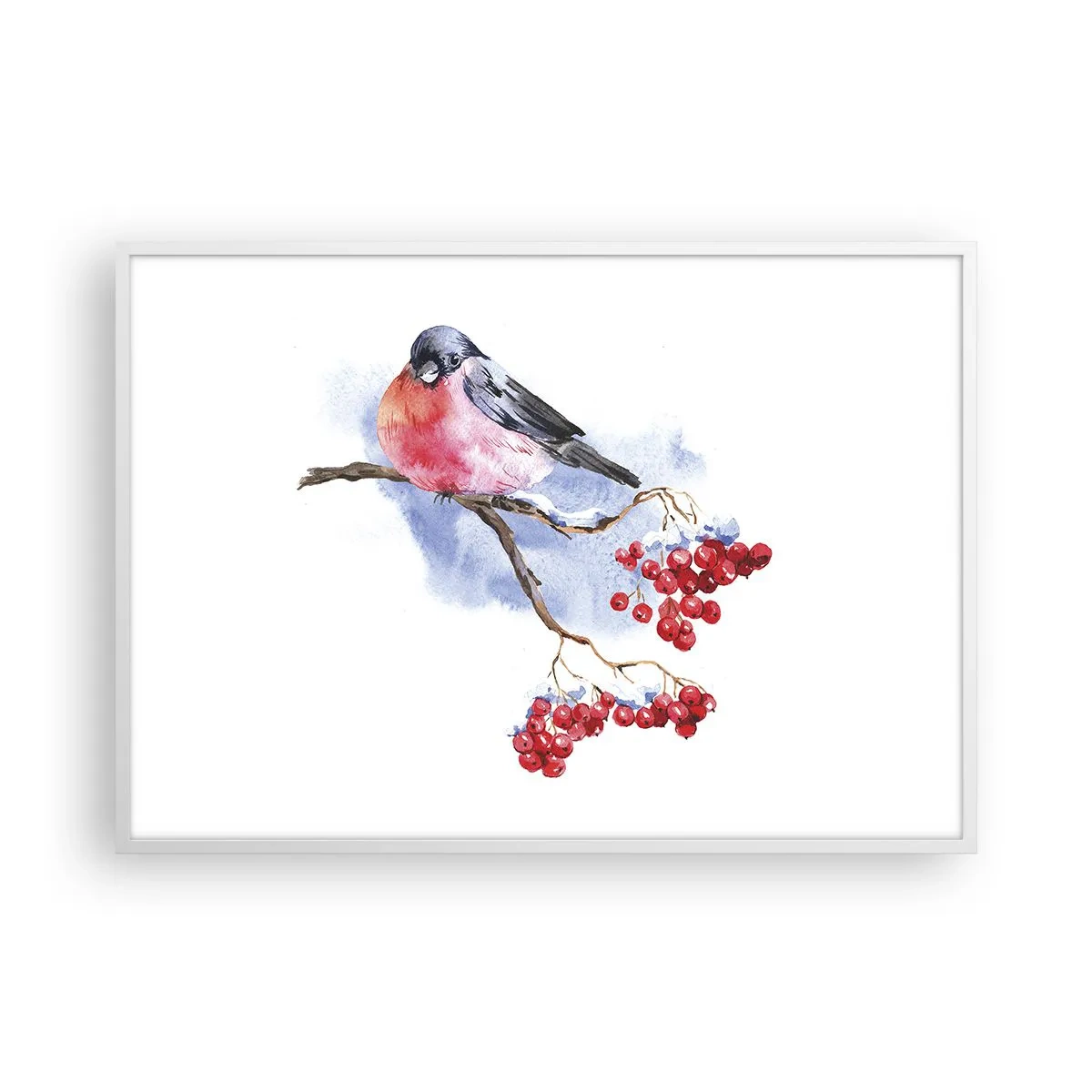 Plakát v bílém rámu - Barevná zima - 100x70 cm