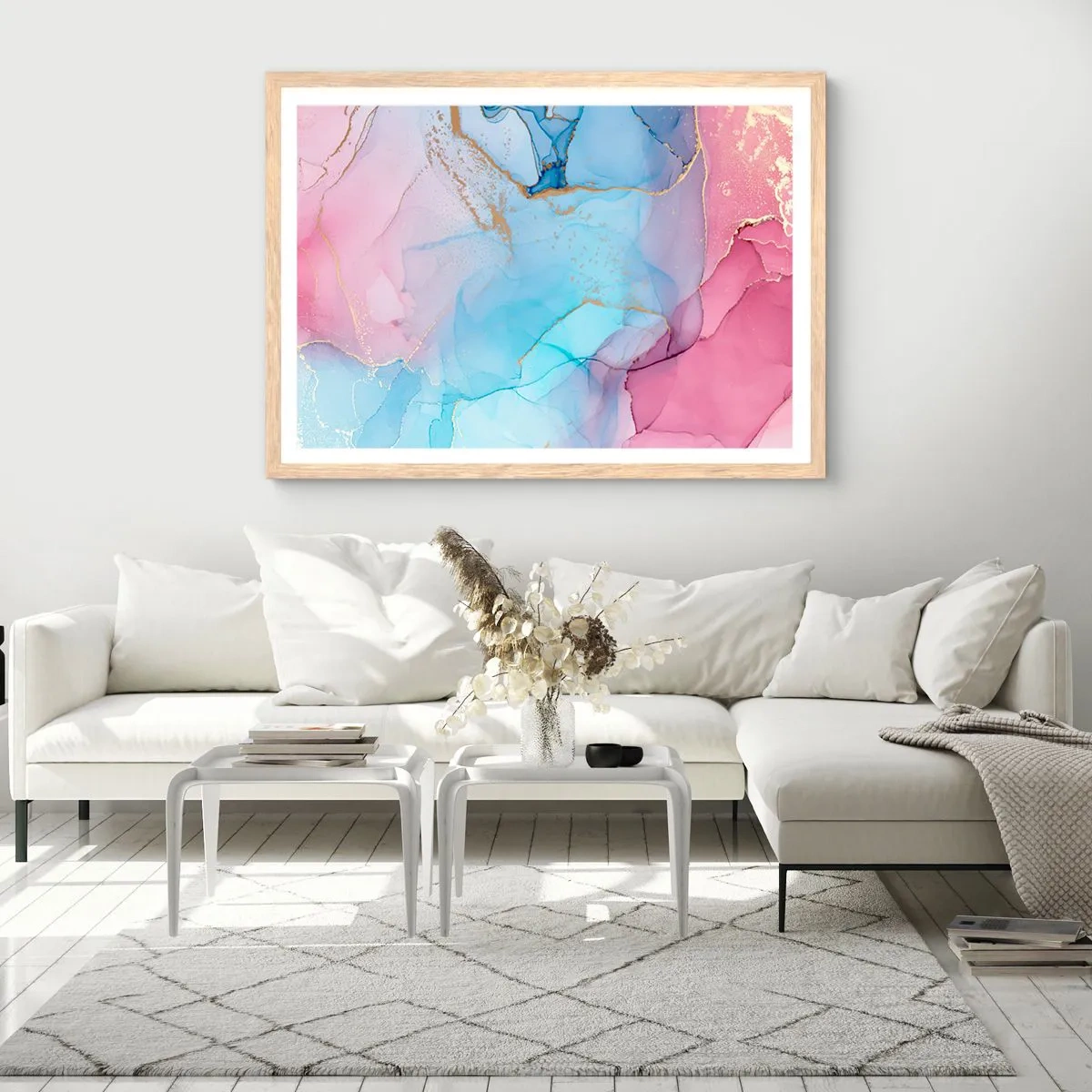 Plakát v rámu světlý dub - Setkávání a prolínání - 91x61 cm