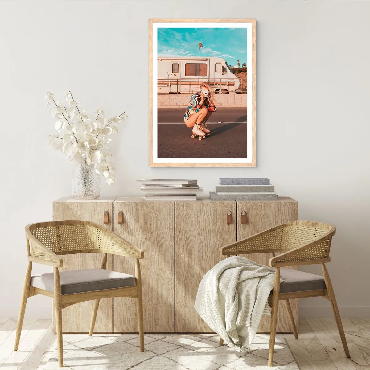 Plakát v rámu světlý dub - Usmějte se! - 50x70 cm