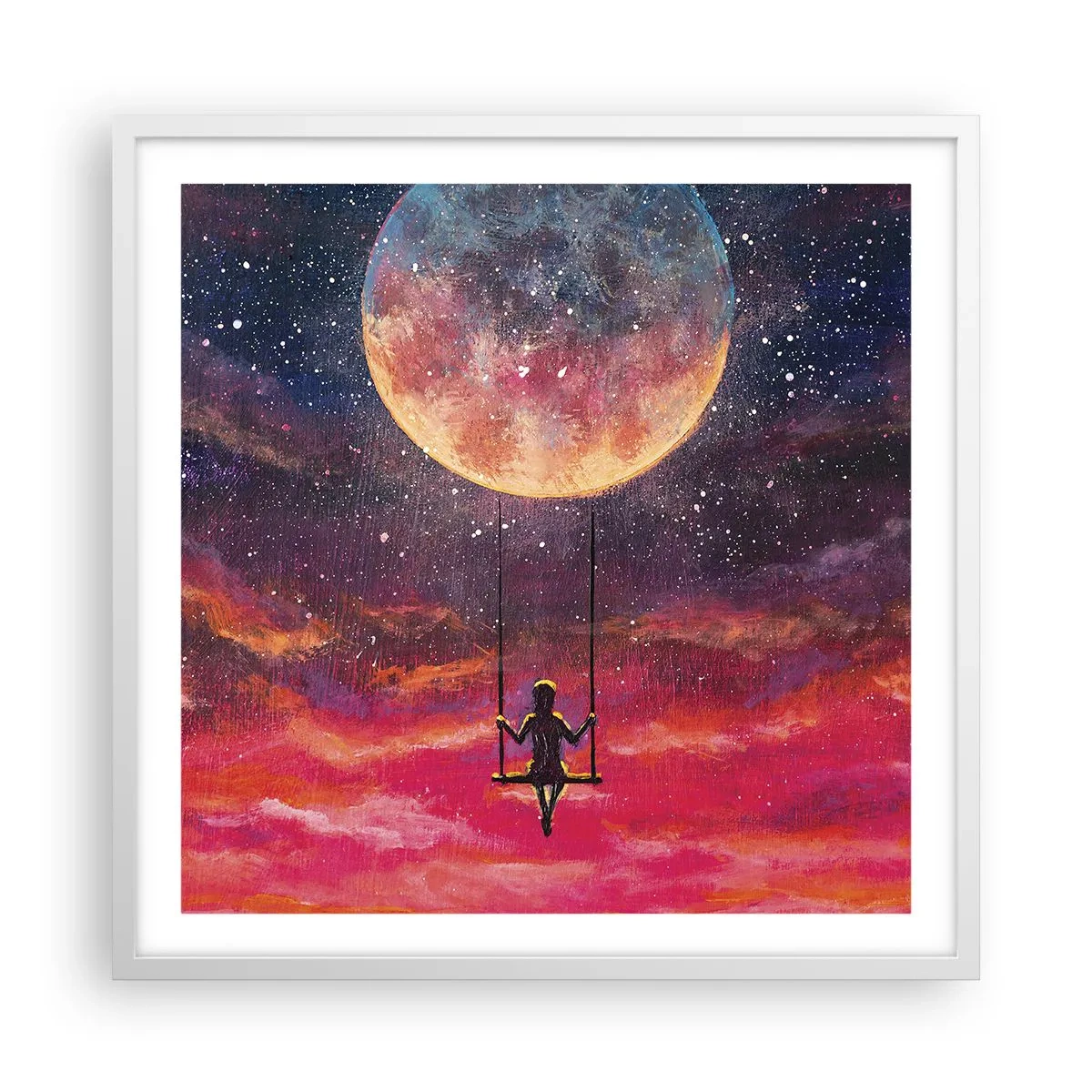 Plakát v bílém rámu - Stavět si vzdušné zámky - 60x60 cm