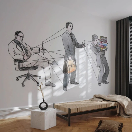 Fototapeta Samolepicí Deluxe Sticker - Každý má svého pána - Abstrakce, Muž, Práce - 400x280 cm