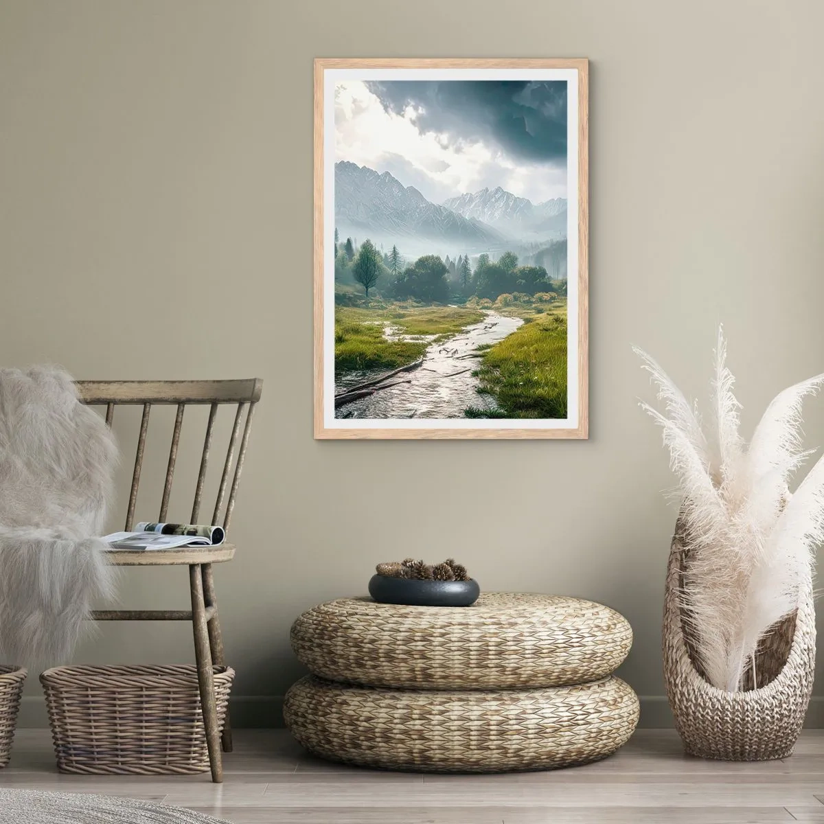 Plakát v rámu světlý dub - Tam a zpět - 40x50 cm