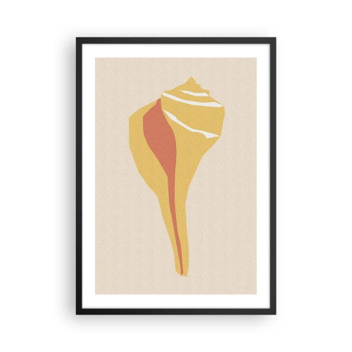 Plakát v černém rámu - Minimalistická grafika skořápky v teplých barvách - 50x70cm - Organická abstrakce – růst - Moderní nástěnná dekorace do obývacího pokoje a ložnice ARTTOR