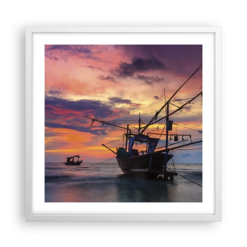 Plakát v bílém rámu - Exotický večer - 50x50 cm