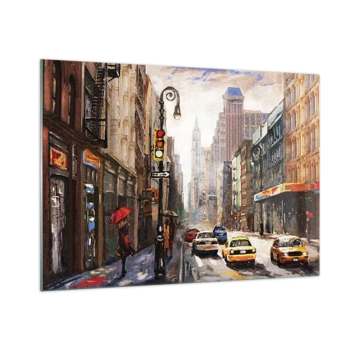 Obraz na skle - New York – barevný i v dešti - 100x70 cm