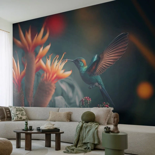 Fototapeta Standard Eco - Skutečně pestrý život - Pták, Exotický, Květ - 500x350 cm