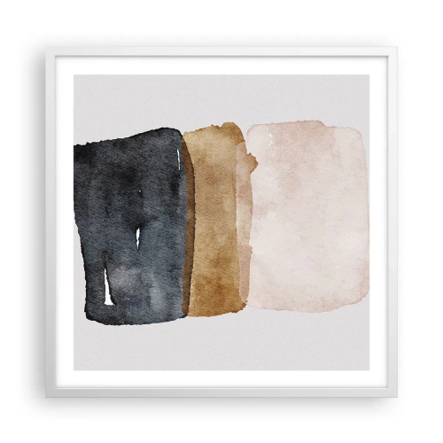 Plakát v bílém rámu - Kompozice zemitých barev - 60x60 cm