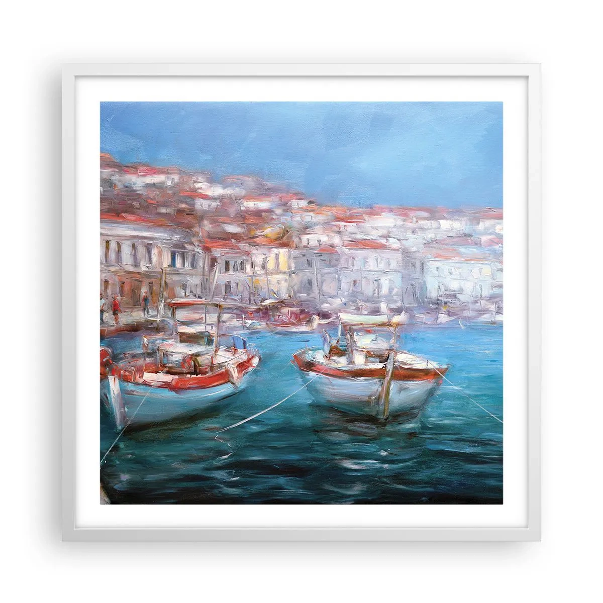 Plakát v bílém rámu - Italský záliv - 60x60 cm