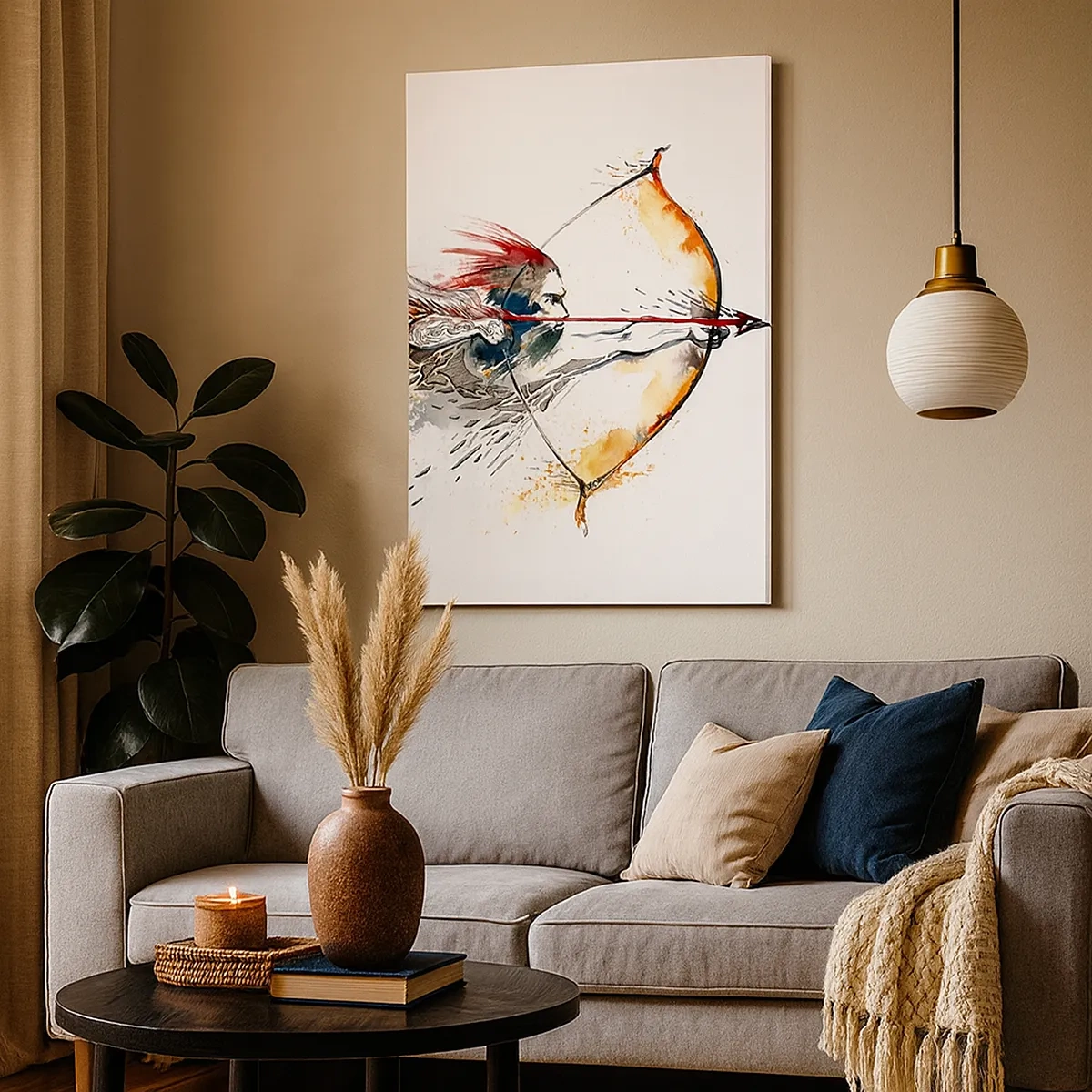 Obraz na plátně - Mytický bojovník s ohnivým lukem - 50x70 cm