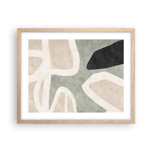 Plakát v rámu světlý dub - Kompozice s černým motivem - 50x40 cm