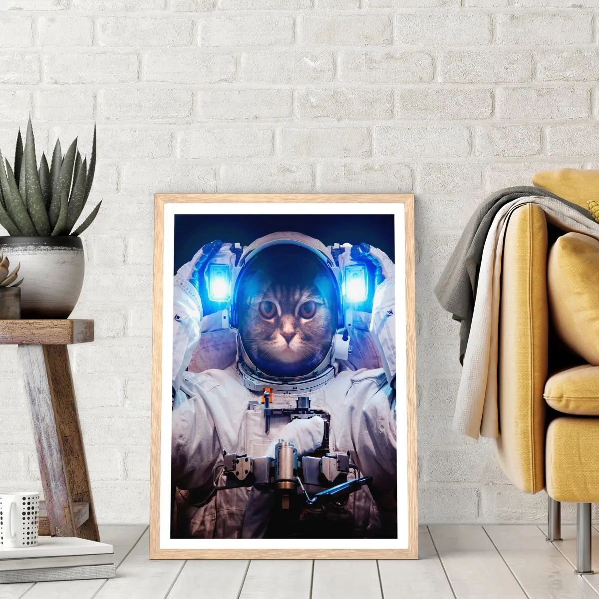 Plakát v rámu světlý dub - Houston, máte problém - 70x100 cm