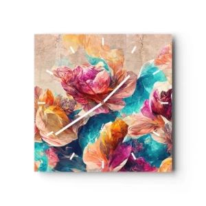 Nástěnné hodiny - Barevné bohatství kytice - 40x40 cm
