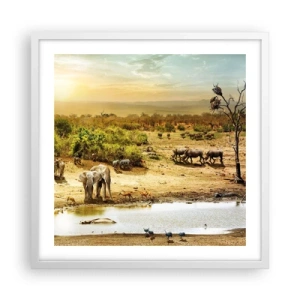 Plakát v bílém rámu - „Z ráje opět pramenila řeka…“ - 50x50 cm