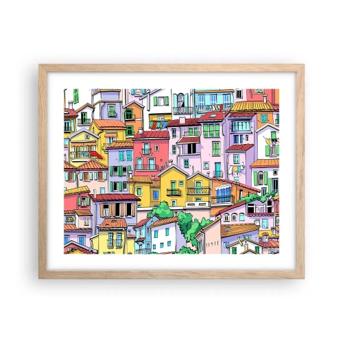 Plakát v rámu světlý dub - Veselé město - 50x40 cm