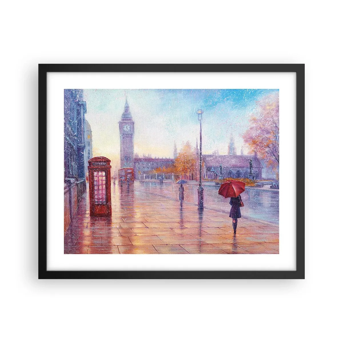Plakát v černém rámu - Londýnský podzimní den - 50x40 cm