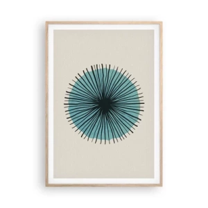 Plakát v rámu světlý dub - Zářící modrá - 70x100 cm