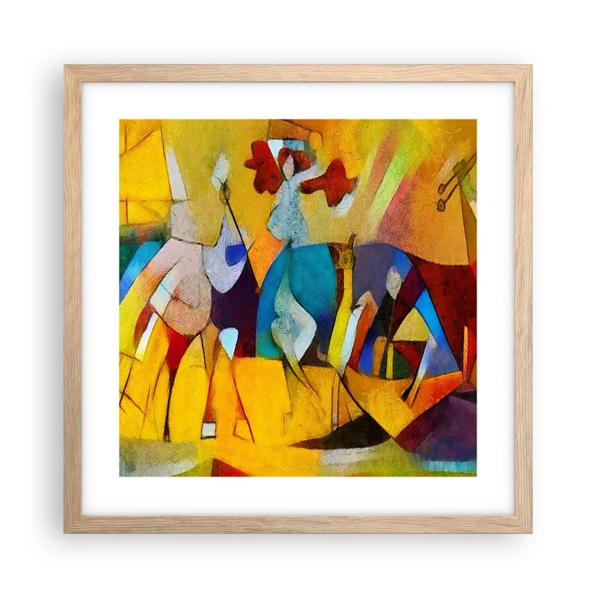 Plakát v rámu světlý dub - Slunce - život - radost - 40x40 cm