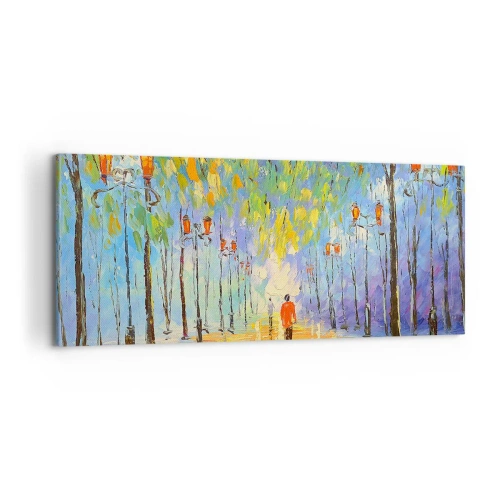 Obraz na plátně - Noční píseň deště - 100x40 cm