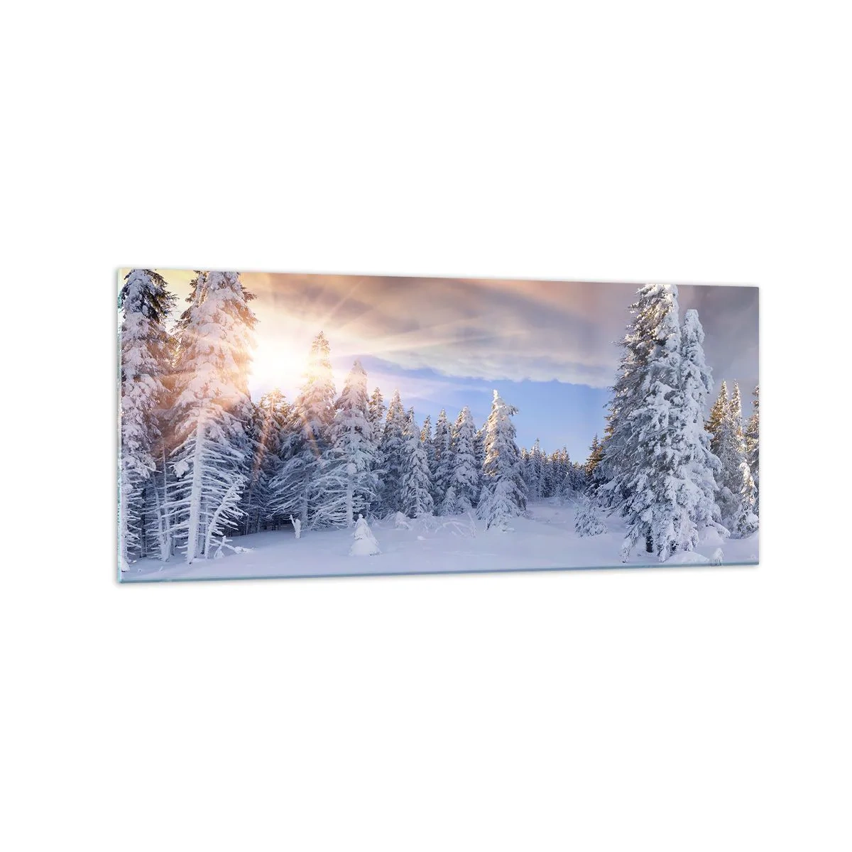 Obraz na skle - Sněžné představení přírody - 120x50 cm