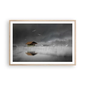 Plakát v rámu světlý dub - Úkryt před deštěm - 91x61 cm