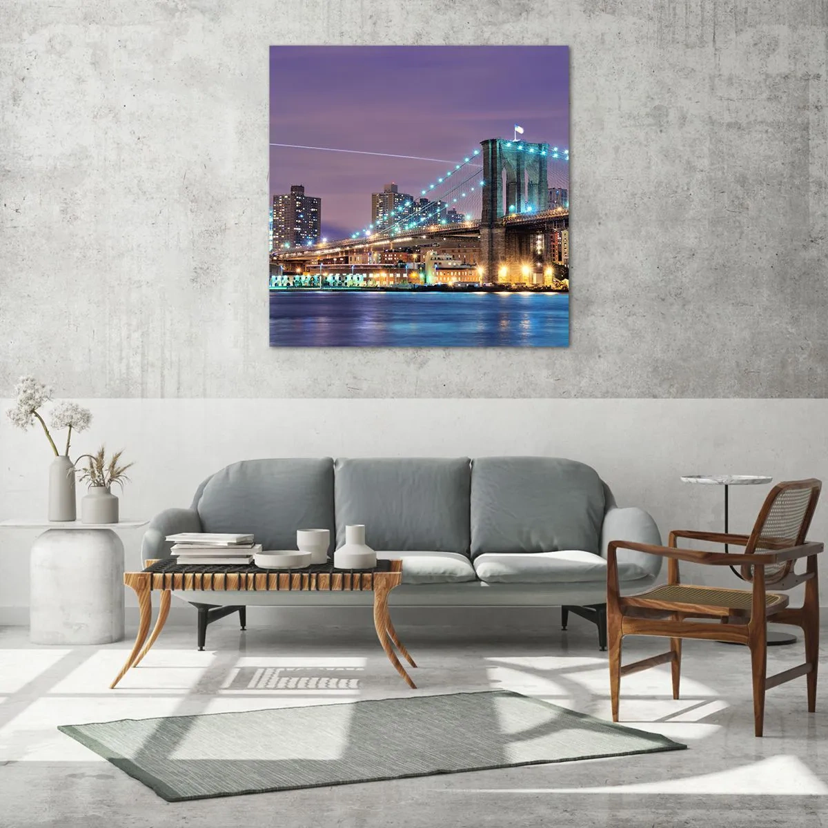 Obraz na skle - Po mnoho let Brooklynský most - 50x50 cm