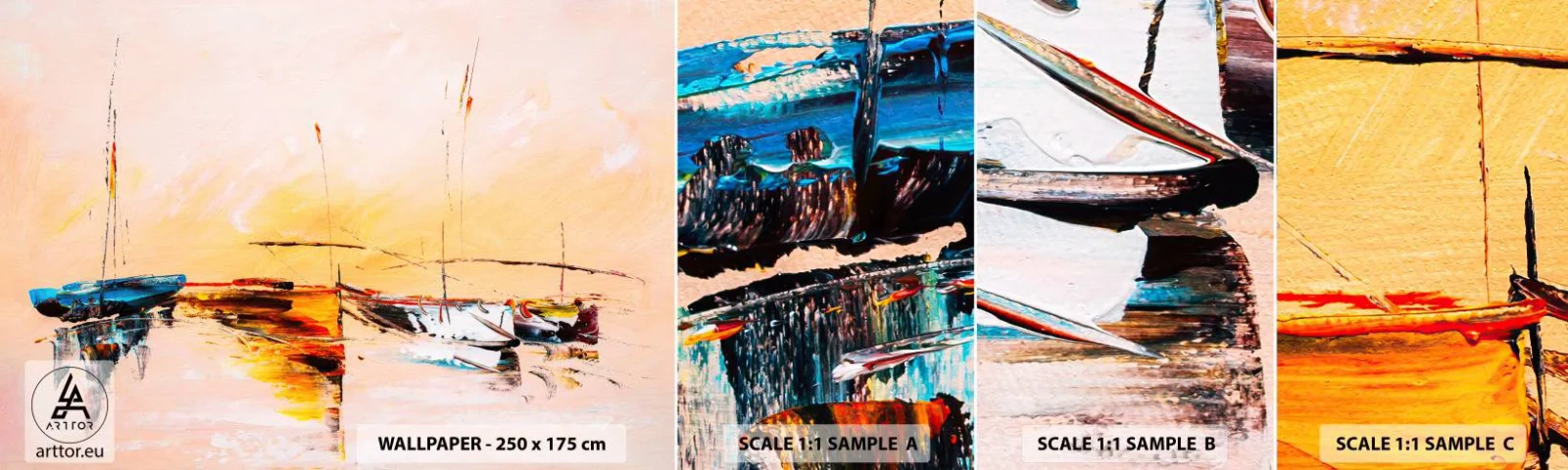 Vzor Fototapety Samolepicí Deluxe Sticker - Večer v přístavu - Lodě, Plachetnice, Kus - 100x30 cm