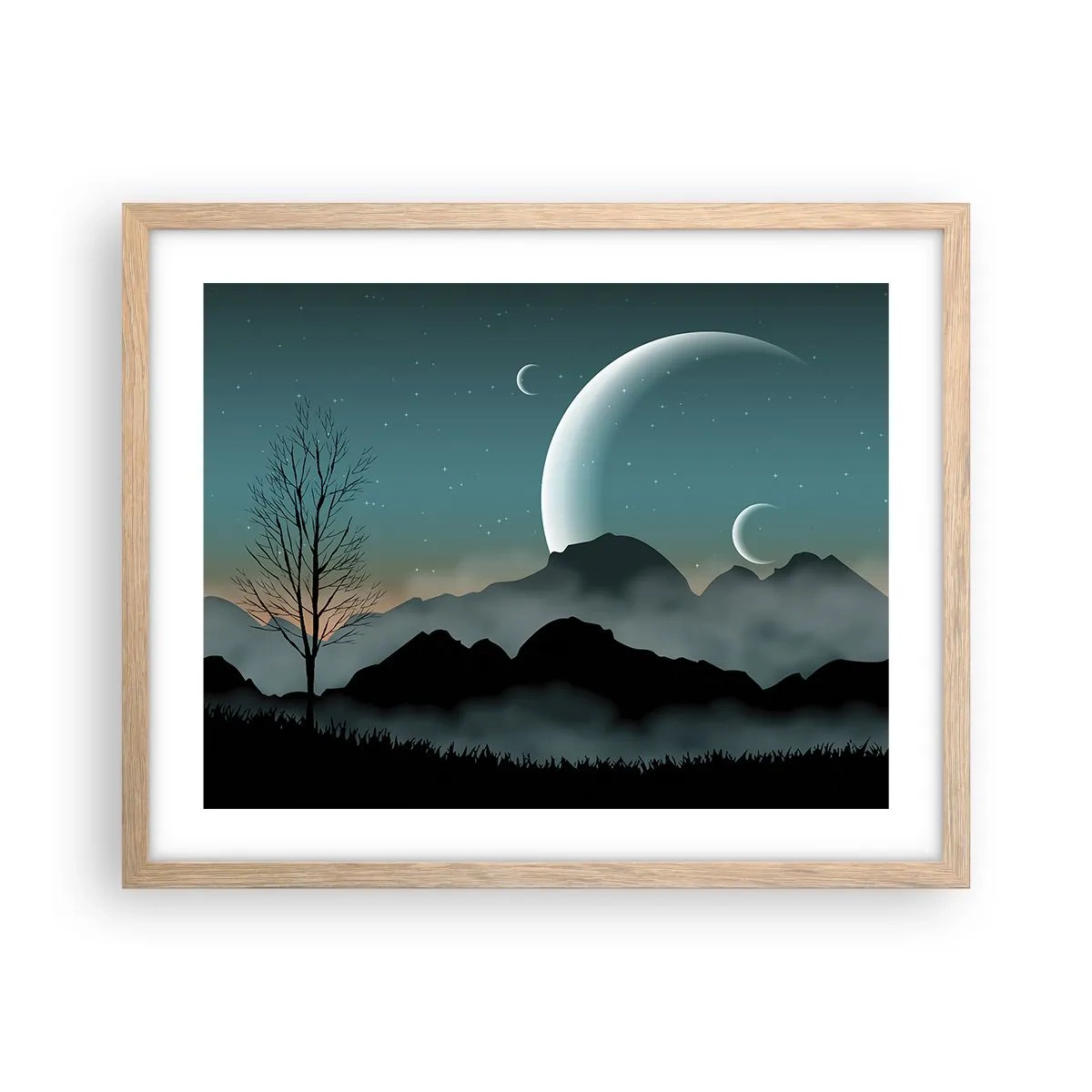 Plakát v rámu světlý dub - Karneval hvězdné noci - 50x40 cm