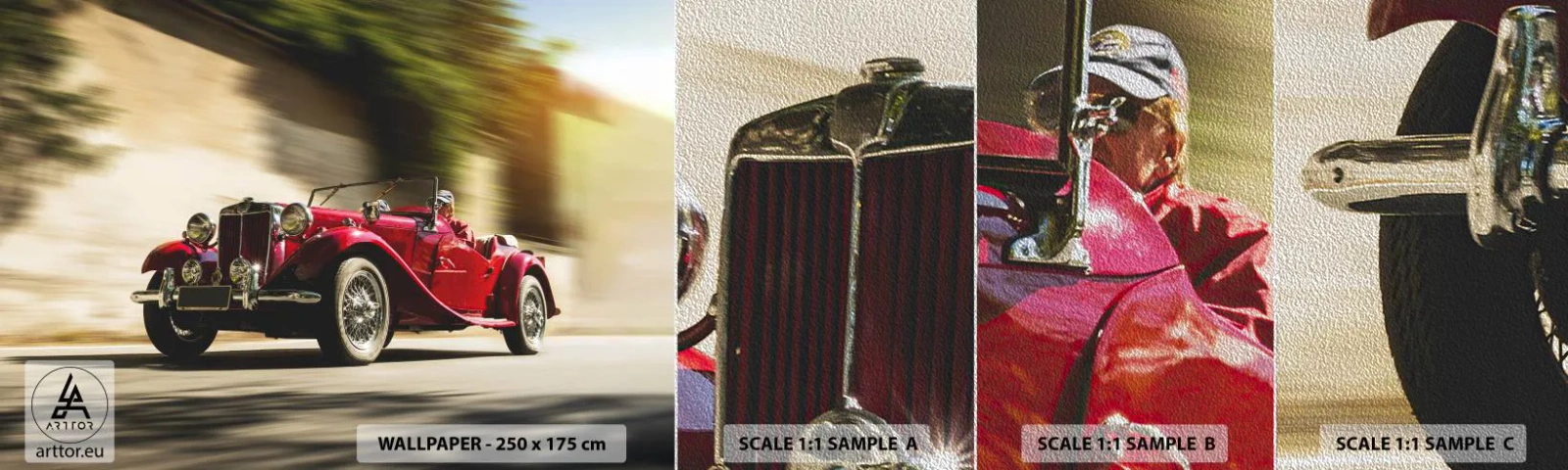 Vzor Fototapety Premium Sand - Krásnější než Níké Samothrácká - Auto, Retro, Kabriolet - 100x30 cm